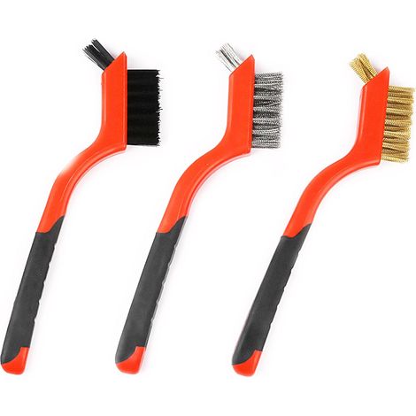 Set di piccole spazzole metalliche per la pulizia della ruggine nei fori, 3 pezzi in ottone/acciaio inossidabile/spazzole in nylon (1/4)