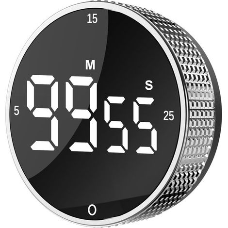 Digitaler Küchentimer Magnetischer Timer Kochen, Backen, Fitness Großes LED Display 76 x 76 cm Silber (1/5)