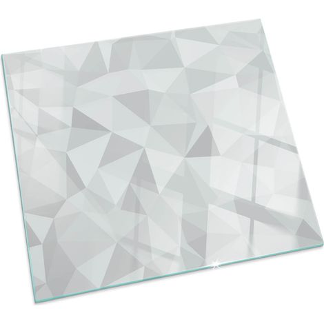 Plaque en verre trempé décorative de protection de sol sous cheminée Motif géométrique abstrait Carrée 60x60 cm (1/5)
