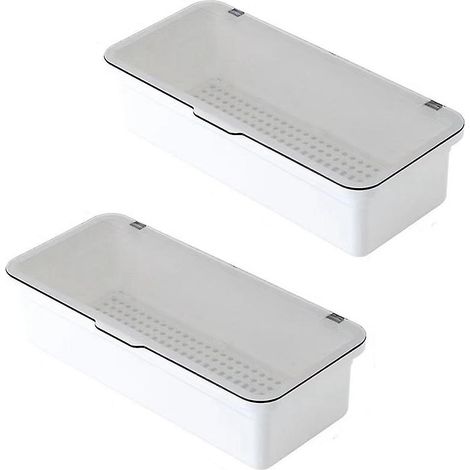 Plateau à couverts avec couvercle, plateau à couverts en plastique avec couvercle pour le rangement des couverts, boîte de rangement pour tiroir à couverts (1/5)