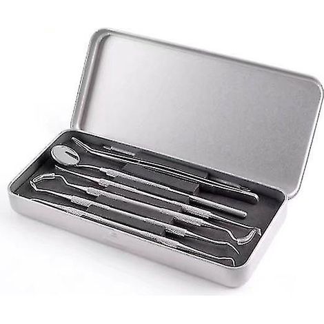 Kit de soins dentaires en acier inoxydable, instruments dentaires professionnels pour hygiène buccale, lot d'outils de dentiste réutilisables. (1/5)