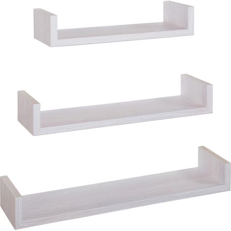 Set 3 Mensole da Parete 60-50-40x15,5x8 cm in Fibra di Legno Calamita Rovere Imperiale (1/5)