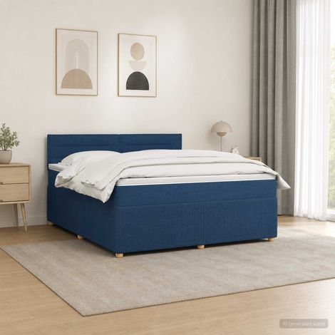 vidaXL Lit boxspring avec matelas Bleu 140 x 190 cm Tissu (1/5)