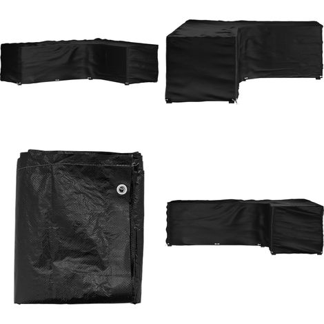 Copertura Mobili da Giardino a L 18 Occhielli 285x220x80 cm - Protezione per mobili da esterno - Telo per patio