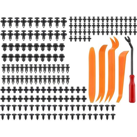 380 Kfz-Befestigungsclips, 6 Größen, Kunststoffnieten, 5 Demontagewerkzeuge, für Karosserie und Innenraum (1/5)