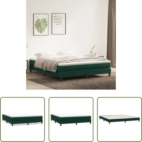vidaXL Matratze - Boxspringbett ohne Matratze Dunkelgrün 180x220 cm Samt (1/5)