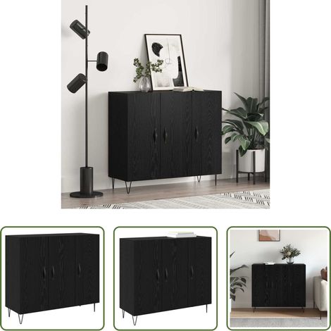 vidaXL Schrank - Sideboard Schwarz Eichen-Optik 90 x 32,5 x 80 cm Holzwerkstoff (1/5)