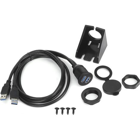 Double câble de données USB3.0, ligne d'extension de panneau encastré pour tableau de bord, étanche 1 mètre/39,4 pouces (1/5)