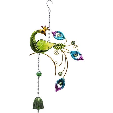 Carillon éolien en métal en forme de paon, décoration de jardin, de balcon, de patio