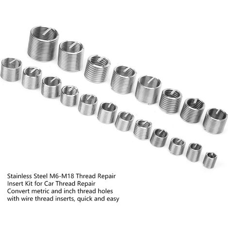 Lot de 120 inserts de réparation de taraudage métriques en acier inoxydable M6-M18 pour auto (1/5)
