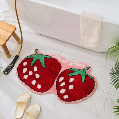 Paillasson Motif fraise tidérapant pour décoration d'intérieur, salon, chambre à coucher, salle de bain, tapis d'intérieur lavable en machine, 50 x 80 cm (1/4)