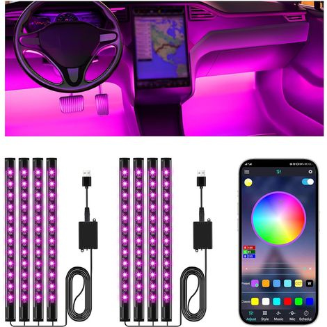 Winzwon Weihnachtsgeschenk für Männer und Frauen, LED-Autoinnenraumleuchte, Autozubehörlampe, 16 Millionen Farben, Autozubehör, App-Steuerung (2)