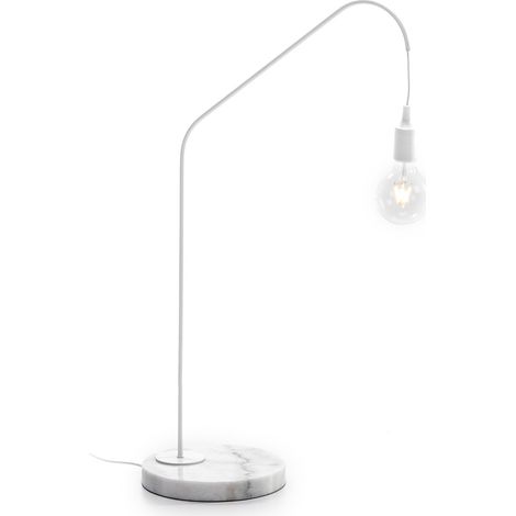 Lampe de Table 35x25x58 Marbre Blanc/Métal Blanc