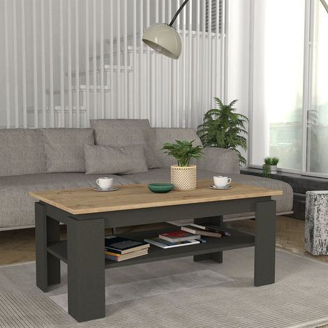 Couchtisch Krirdfjos 110x60x47 cm Anthrazit/Saphir-Eiche [en.casa]
