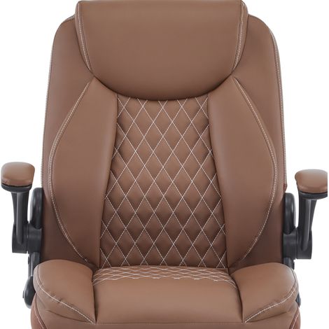 Sedia da ufficio ergonomica 64x64x102 cm in pelle marrone, braccioli sollevabili FloraGrace (1/5)