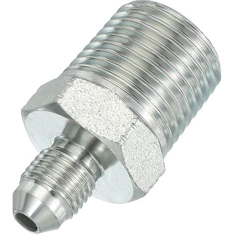 Connecteursmamelon réducteur hexagonal Adaptateurtuyau 7/16" Mâle 37° Flare JIC x 1/2" Mâle NPT, Raccordtuyau Réducteurmamelon Adaptateur en acier plaqué Raccord hydraulique (1/5)