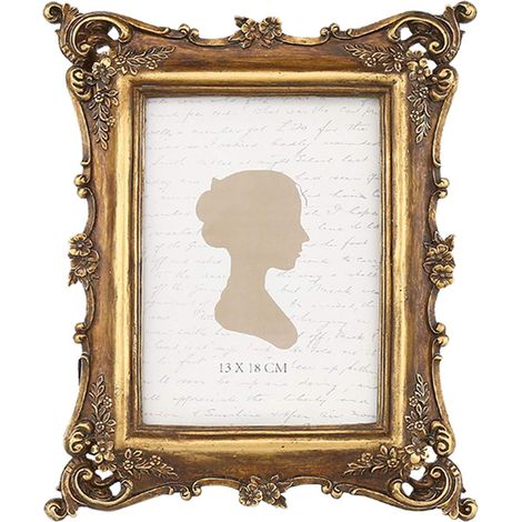 Cadre photo vintage 12,7 x 17,8 cm, cadre photo antique avec façade en verre, affichage photo, suspension murale, bronze doré (1/5)