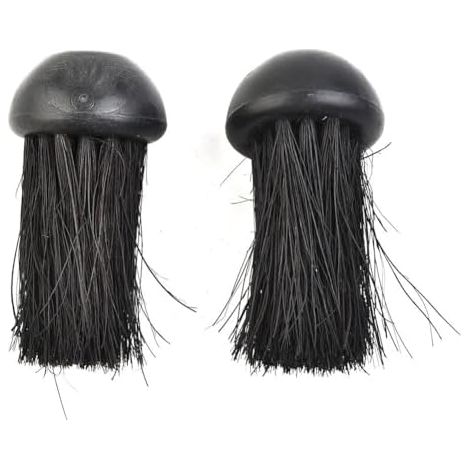 Lot de 2 têtes de rechange pour balai de cheminée, brosse ronde en fibre de coco pour poêle et cheminée, filetage 9,5 mm, longueur des poils 7,5 cm, noir (1/5)