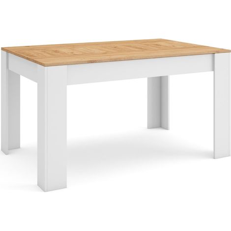Skraut Home - Table à manger, Meuble Salle à Manger, 140x90x76 cm, Pour 6 personnes, Meubles de Salon, Style moderne, Chêne et blanc (1/5)
