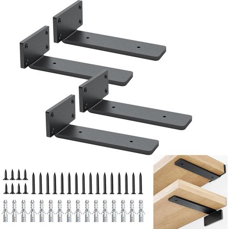 4 Stück Regalhalterung Schwarz, Regal Wandhalterung, 5 mm Dick Schwebende Regalhalterung mit Hardware - 15 cm (1/5)