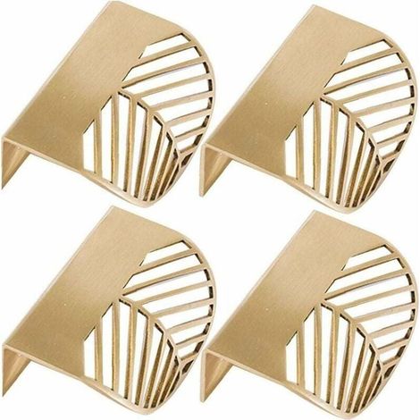 Poignées forme feuilles laiton doré pour cuisine et tiroirs lot de 4 (1/4)