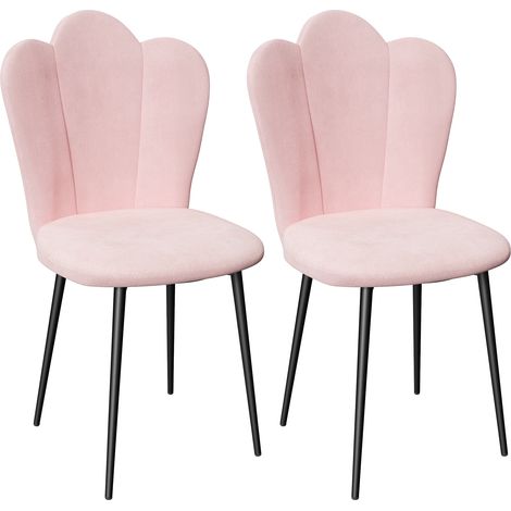 2 chaises de salle à manger à dossier haut en velours, chaise de cuisine rembourrée rose, chaise de conférence ergonomique, charge maximale 130 kg (1/5)