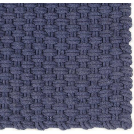 vidaXL Tappeto Rettangolare Blu Marino 160x230 cm in Cotone