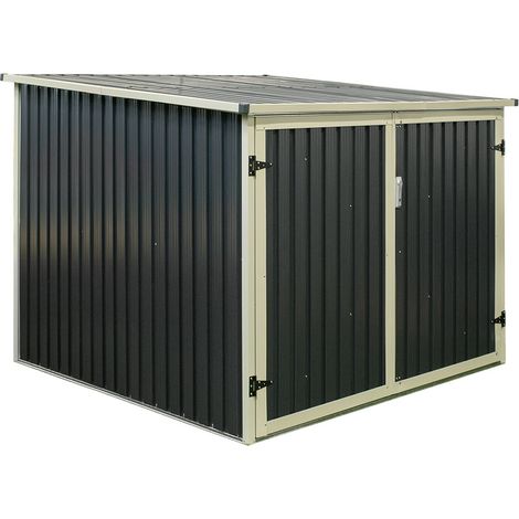 Westmann – Garage à vélos en acier anthracite 200x203x158 cm – Protection contre intempéries et vol – Toit plat charge 100kg/m² – Porte avant rabattable