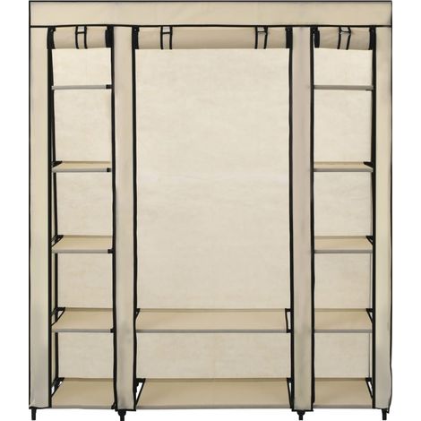 Meubles de Rangement,Armoire avec compartiments et tiges Crème 150x45x176 cm Tissu CFW400468 (1/5)