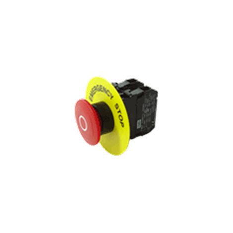 Bouton arrêt d'urgence composé rouge O blanc déverr en tournant Ø40mm