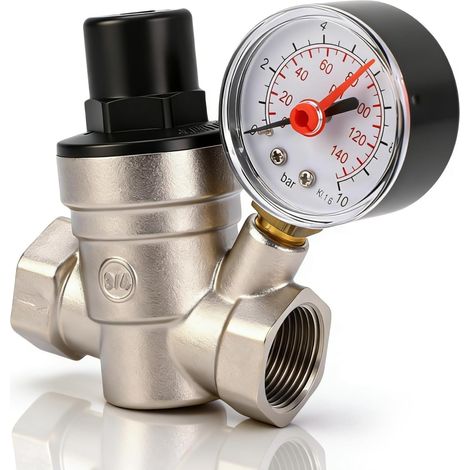 RV Water Pressure Regulator Adjustable Water Pressure Regulator with 0-140PSI Gauges and Stainless Steel Filter, Reduction Valve (1/5)