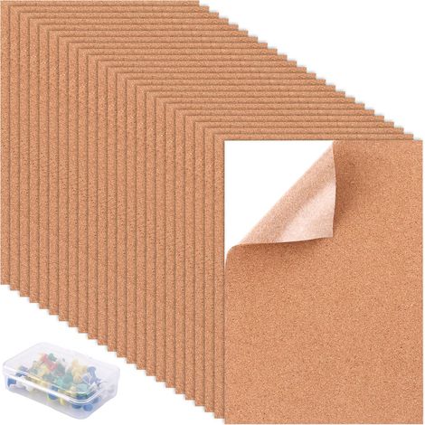 Lot de 24 tableaux d'affichage autocollants en liège avec 40 fins d'arrachage, 300 x 210 x 2 mm pour mur, tableau d'affichage autocollant pour photos, notes et bricolage (1/5)