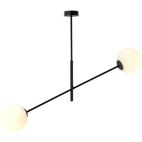 Lampada a Sospensione Linear, Acciaio verniciato a polvere, Vetro, Nero, Bianco, 102x51x14 cm (1/5)