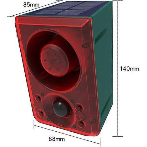 Alarme solaire extérieure à détecteur de mouvement avec télécommande, 3 modes d'alarme sonore et lumineuse, et enregistrement réglable