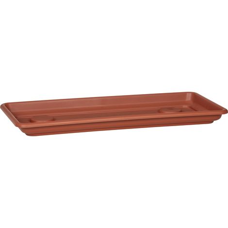 Scheurich Lara 80. soucoupe. rectangulaire. en plastique. couleur : terre cuite. largeur 75 cm. profondeur 34 cm. hauteur 6 cm