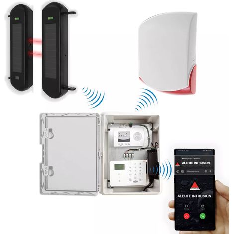 Kit "protection agricole" - Point d'alerte GSM 4G IP65 + 1 jeu de barrières infrarouges 1B + sirène 120 dB (DA600+/KP) (1/5)