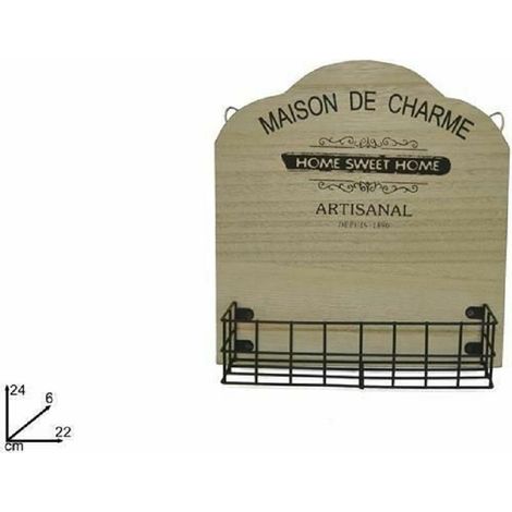 TrAdE Shop Traesio - Appendino Da Parete Con Mensola In Legno Metallo Decorazione Casa 24 X 22 X 6 Cm -