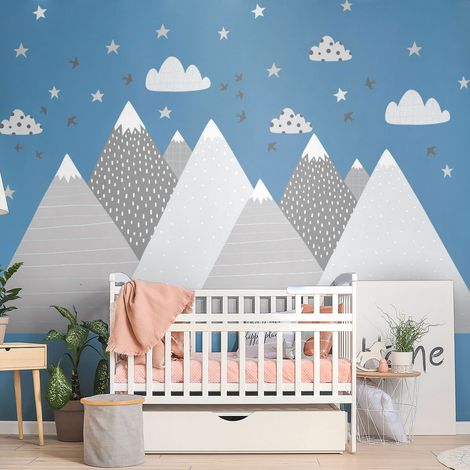 Stickers muraux enfants - Décoration chambre bébé - Autocollant Sticker mural géant enfant montagnes scandinaves ROCKA - 40x60cm (1/5)