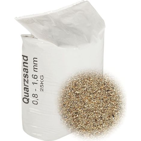 Sable Quartz Filtre Piscine 25 kg. LIVRAISON GRATUITE. Granuilométrie 0,8-1,6 mm