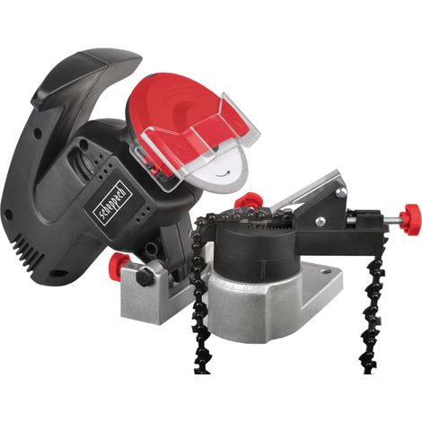 Scheppach Affûteuse de Chaîne KS1200 - 220W - Meule Ø100mm - Alésage Ø10mm - Carter Robuste - Correspond à toutes les chaînes courantes - Grand Pare-Etincelles - Compact et facile à transporter
