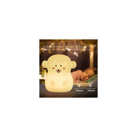 Veilleuse colorée pour enfants, tactile, 9 couleurs, LED, rechargeable USB, lampe sensible en silicone, lampe de chevet, veilleuse d'ambiance, éclairage intérieur pour chambre à coucher, singe-Crezuo