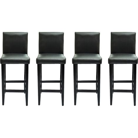 Tabourets de bar avec dossier blanc crème et noir Similicuir Axal - Lot de 4 (1/4)