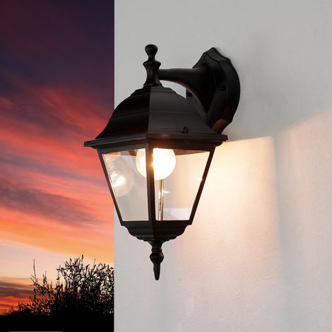 Wandlampe Schwarz Aluminium Glas IP44 Landhaus Rustikal