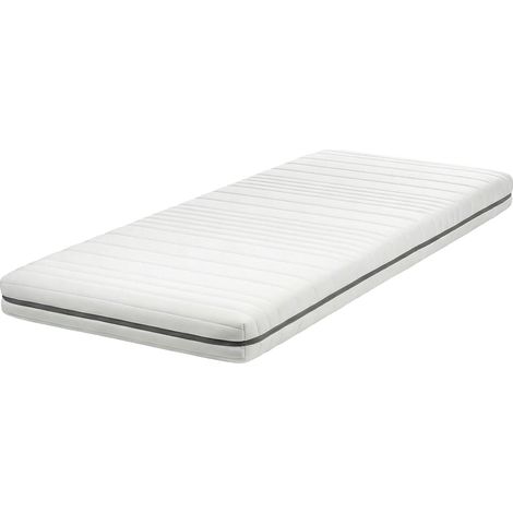 Colchón individual relleno de espuma dureza media poliéster funda extraíble con cremallera 90 x 200 cm blanco Enchant