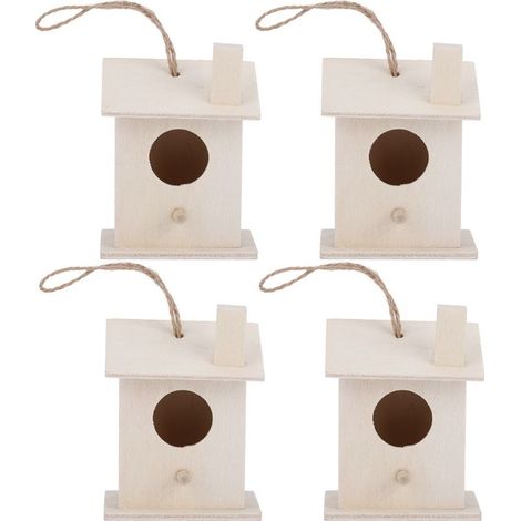 4pcs Innovant Ornement de nids d'oiseau en bois innovant pour décoration de jardin de jardin en plein air (1/5)