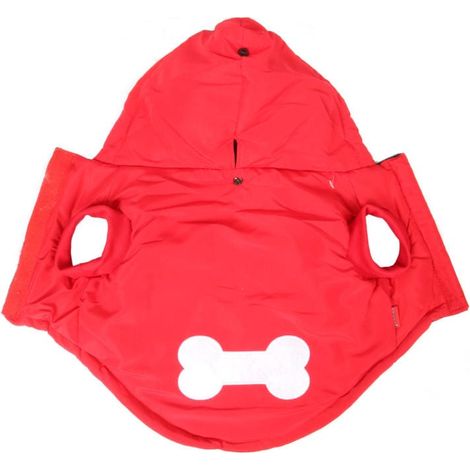 Wasserdichte Winterjacke für mittelgroße Hunde mit Kapuze, rot-schwarz, Größe M (1/5)