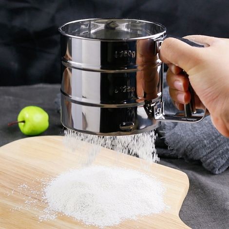 Setaccio/distributore di farina in acciaio inox, accessori per la cottura (1/3)
