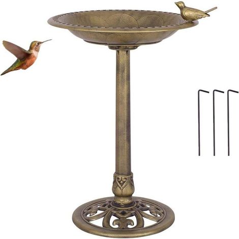 Mangeoire à oiseaux sur pied 1 unité Polypropylène Style antique Jardin, balcon, terrasse Diamètre 50 cm Cuivre (1/5)