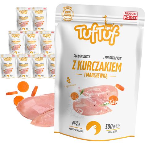 HUNDEFUTTER - Nassfutterbeutel Huhn-Karotte 10 x 500 g TufTuf (1/2)