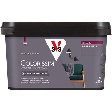 Peinture murale intérieure Colorissim® V33 Gris graphite Velours 2L